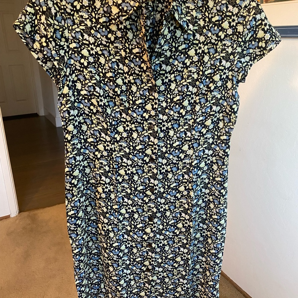 LOFT Black and Floral Mini Dress, Size 2